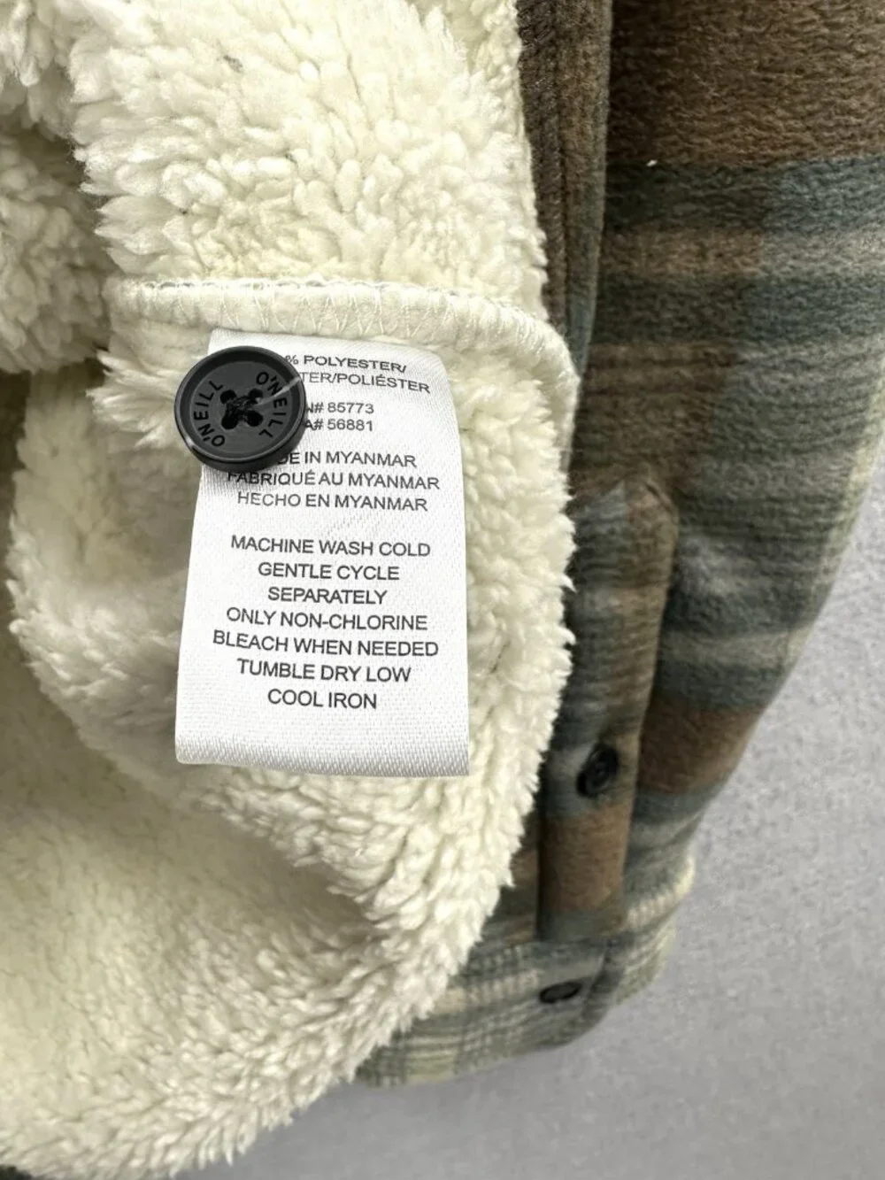 O'Neill Super Fleece Shirt Mens S Shacket Snap Front Spruce Plaid Sherpa Lined